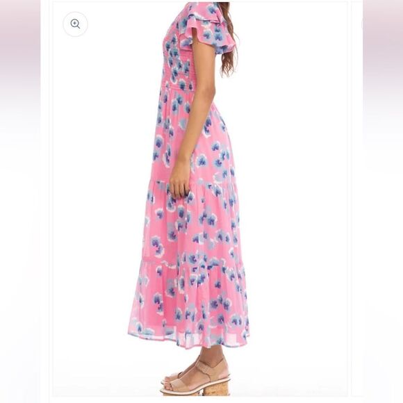 Banjanan Ira animal print  Floral Midi Dress in Aurora XS NWT - Picture 5 of 8